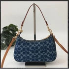 COACH CAF82 Teri Shoulder Bag Signature Denim Blue Vachetta Leather Outlet New