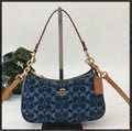 COACH CAF82 Teri Shoulder Bag Signature Denim Blue Vachetta Leather Outlet New