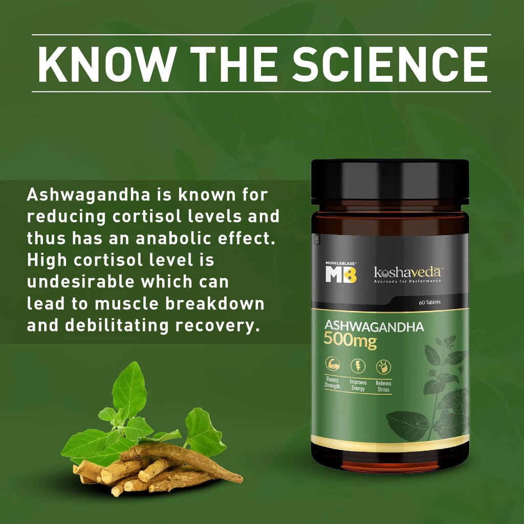 MuscleBlaze Koshaveda Ashwagandha 500mg Tablets Pack Of 60 Tabs
